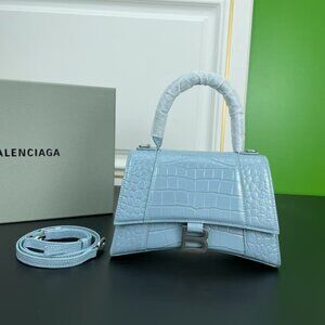 BALENCIAGA HOURGLASS XS HANDBAG CROCODILE EMBOSSED